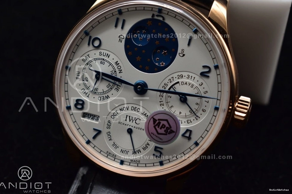 RG 1018 1:1 A52610 Calendar Best Portugieser 5033 Strap on White Black Leather APSF Clone BestValue Perpetual Dial Edition 0912